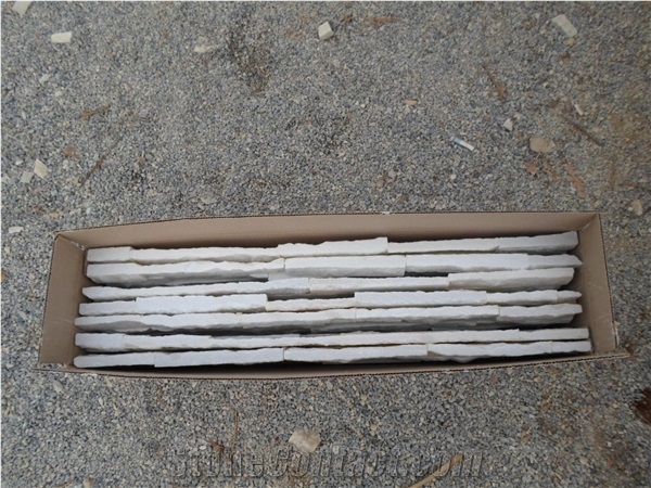 Z-Shaped Pure White Quartzite Stacked Stone Veneer