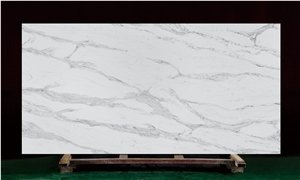 Wooden Marble Pattern Look China Quartz Stone Grey Vein Slab