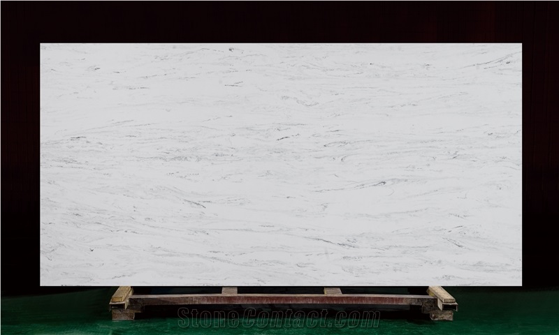 Wooden Marble Pattern Look China Quartz Stone Grey Vein Slab