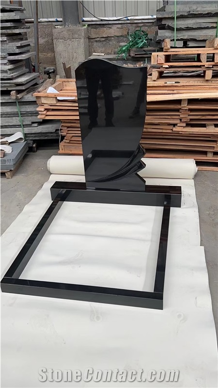 New Shanxi Black Granite Monument Russia Upright Stela Base