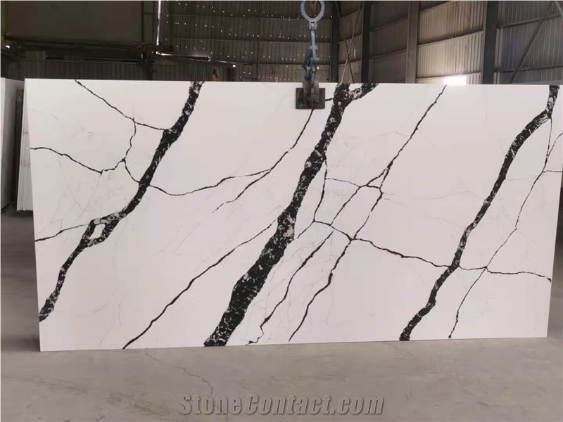 Calacatta White  Artificial Quartz Big Slab Tile Top Quality