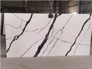 Calacatta White  Artificial Quartz Big Slab Tile Top Quality