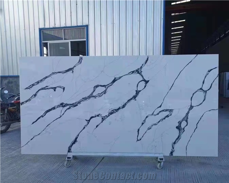 Calacatta White  Artificial Quartz Big Slab Tile Top Quality