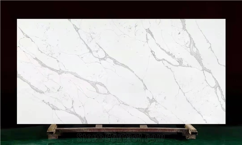 Calacatta White  Artificial Quartz Big Slab Tile Top Quality