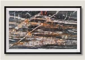 Black And Gold Natural Quartzite Bookmatching Big Slabs