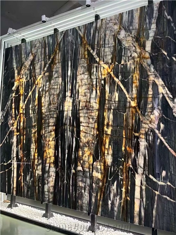 Black And Gold Natural Quartzite Bookmatching Big Slabs