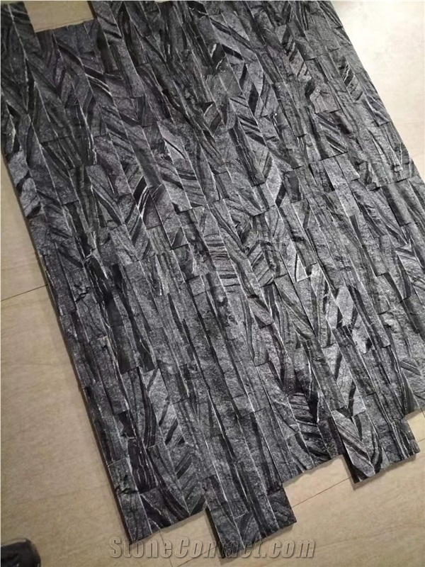 China Natural Split Face Black Stone Slate Wall Panel Tiles