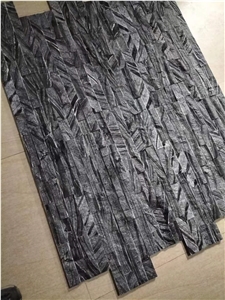 China Natural Split Face Black Stone Slate Wall Panel Tiles