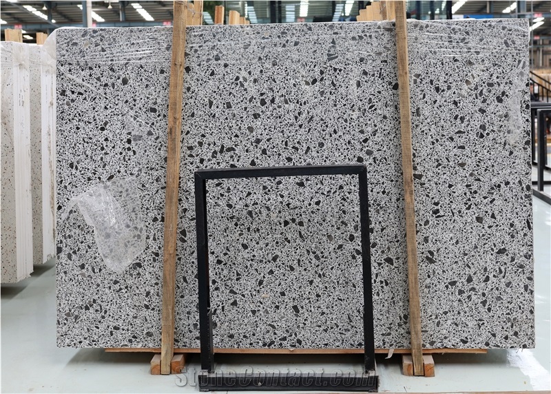 Artificial Cheap Grey Floor Texture Terrazzo Tile Slab