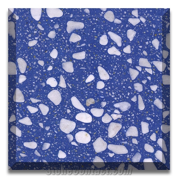 Artificial Seamless Green Tile Multi Color Terrazzo Slab