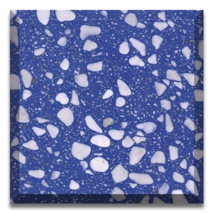 Artificial Seamless Green Tile Multi Color Terrazzo Slab