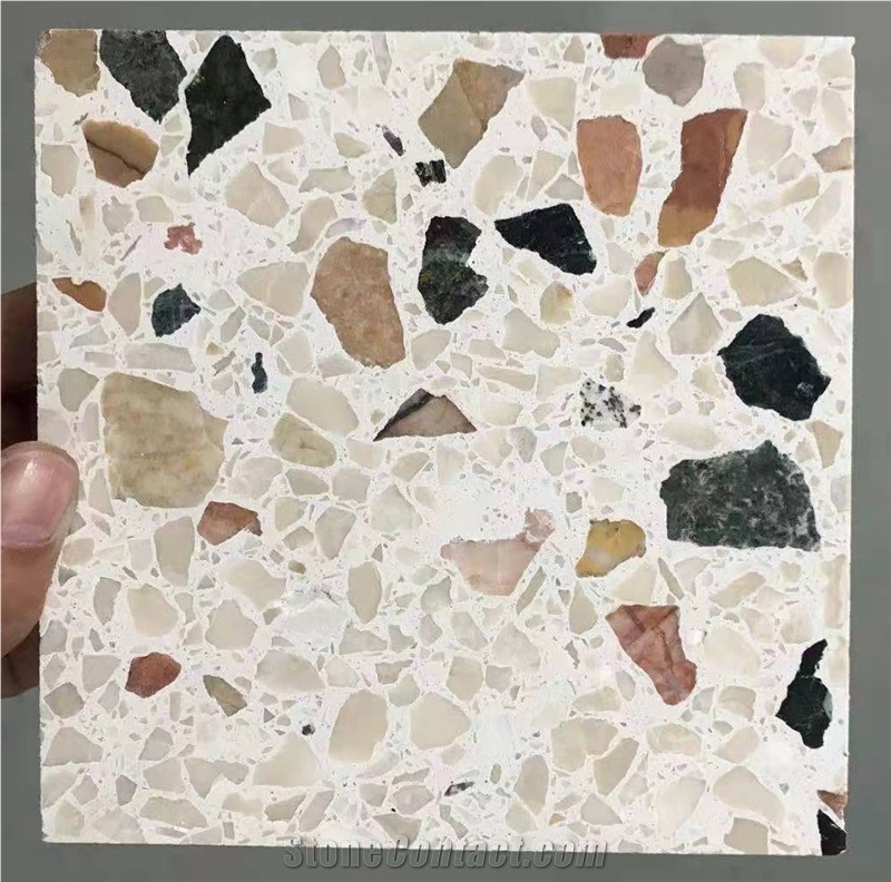 Customize Tile Floor Stone Bathroom Grey Flooring Terrazzo