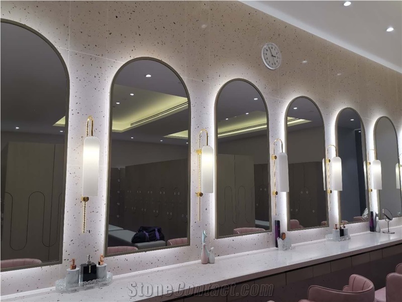 Pink Modern Or Pure Rectified Floor Terrazzo Tile Slab
