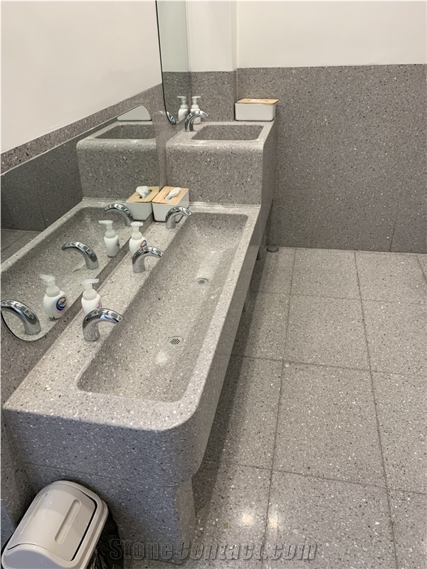 Precast Place Joint Floor Stone Dark Grey Terrazzo Slab Tile