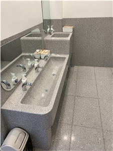 Precast Place Joint Floor Stone Dark Grey Terrazzo Slab Tile
