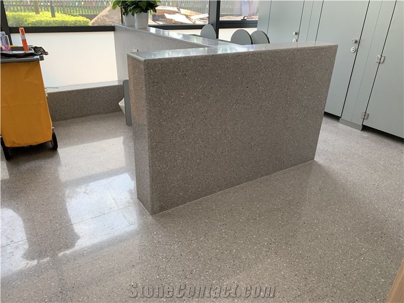 Precast Place Joint Floor Stone Dark Grey Terrazzo Slab Tile