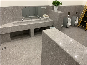 Precast Place Joint Floor Stone Dark Grey Terrazzo Slab Tile