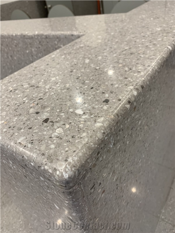 Precast Place Joint Floor Stone Dark Grey Terrazzo Slab Tile
