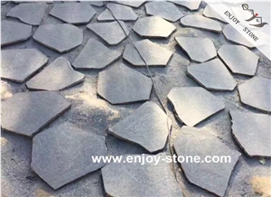 Black Basalt Flagstone/Crazy Pavers, Flamed Basalt