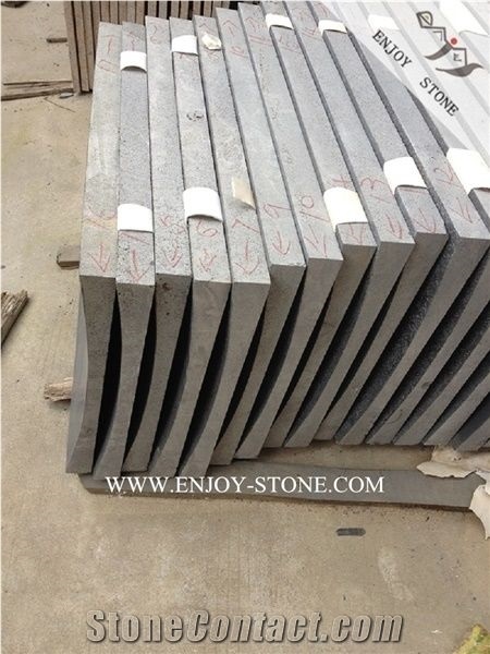 Honed Grey Basalt Curved Tiles For Exterior Wall Cladding