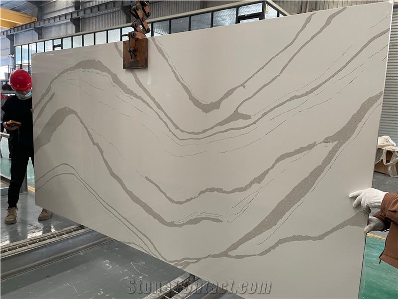 Arabescato White Quartz Engineered Stone Slabs