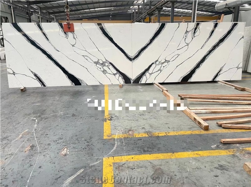 China Panda White Polished Quartz Engineered Stone Slabs