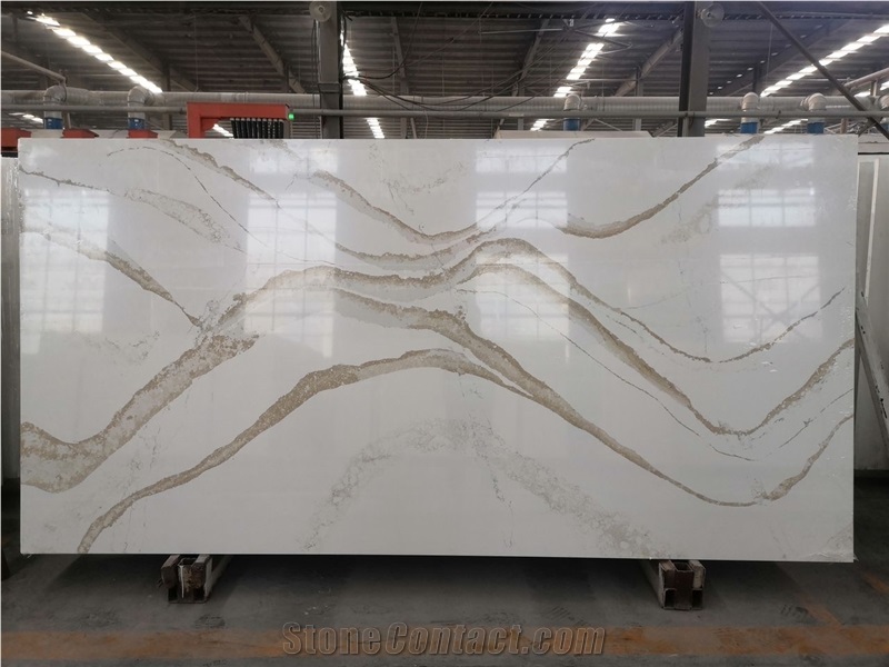 China Panda White Polished Quartz Engineered Stone Slabs