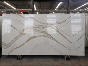 China Panda White Polished Quartz Engineered Stone Slabs