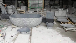 China Black Granite Chiseled And Polished Hotel Bathtub