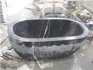 China Black Granite Chiseled And Polished Hotel Bathtub