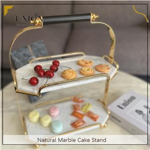 UNION DECO 2 Tier Tabletop Cupcake Stand Marble Cake Tray