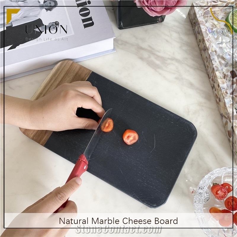 UNION DECO Black Marble And Wood Chopping Board Cheese Board