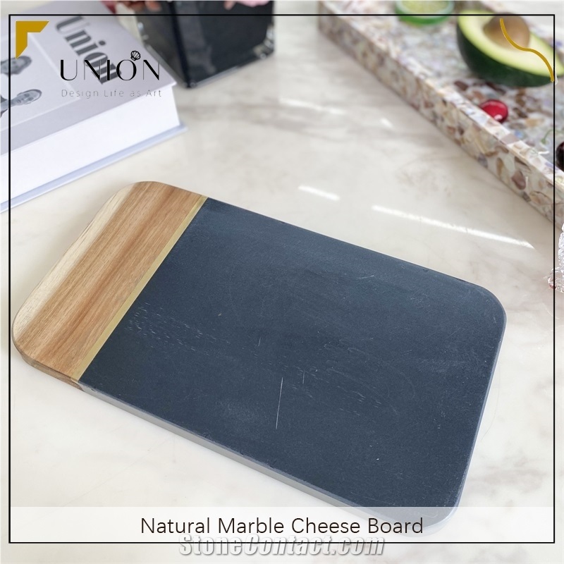 UNION DECO Black Marble And Wood Chopping Board Cheese Board