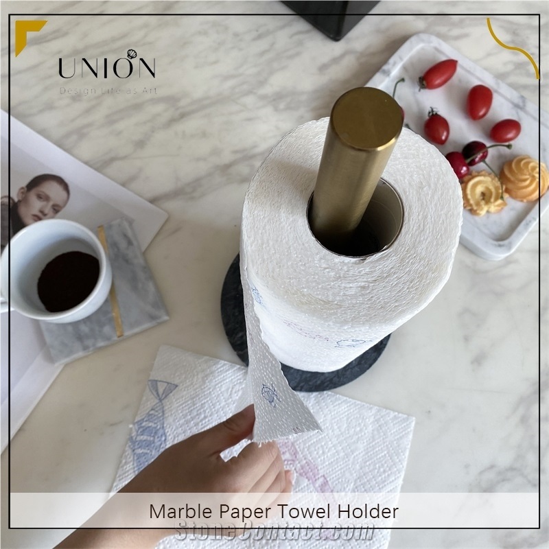 UNION DECO Marble Paper Towel Holder Stand For Home