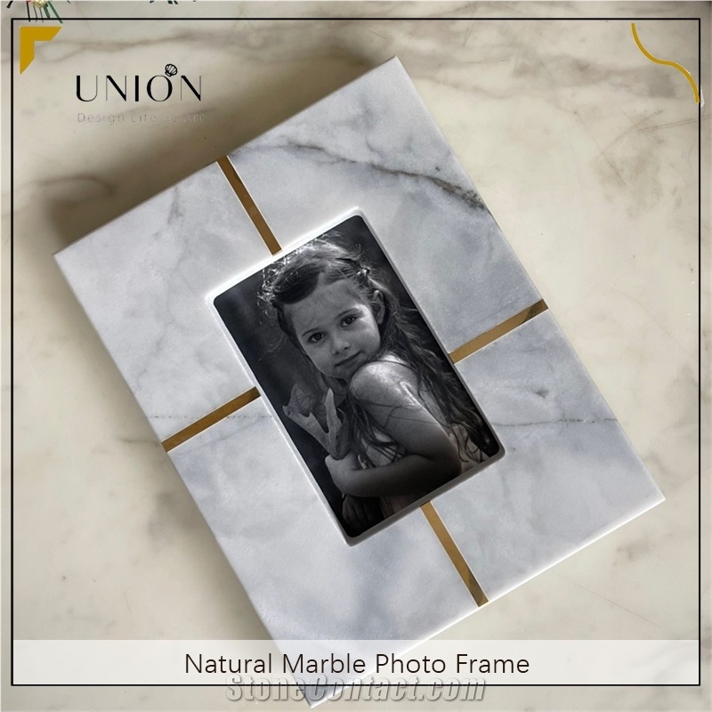 UNION DECO Marble Photo Frame With Brass For Home