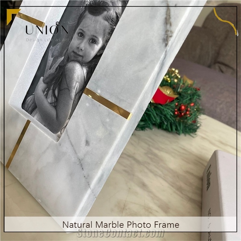 UNION DECO Marble Photo Frame With Brass For Home