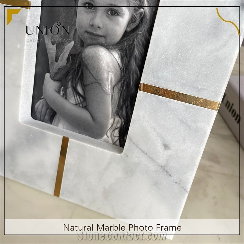 UNION DECO Marble Photo Frame With Brass For Home