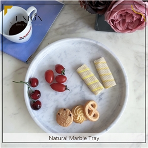 UNION DECO Natural Marble Stone Decorative Tray Round Plates