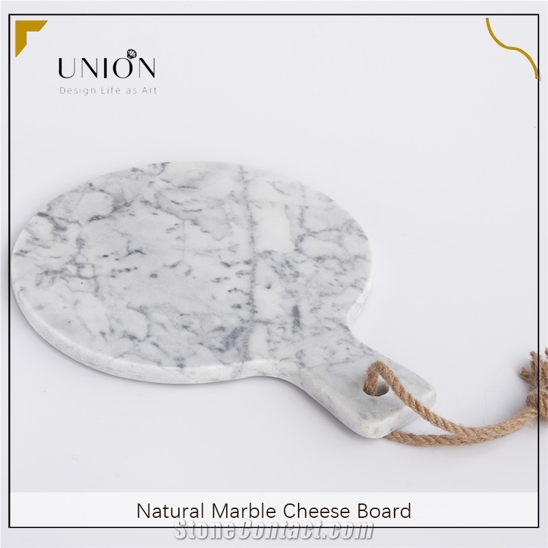 UNION DECO White Marble Round Cheese Board Cutting Board