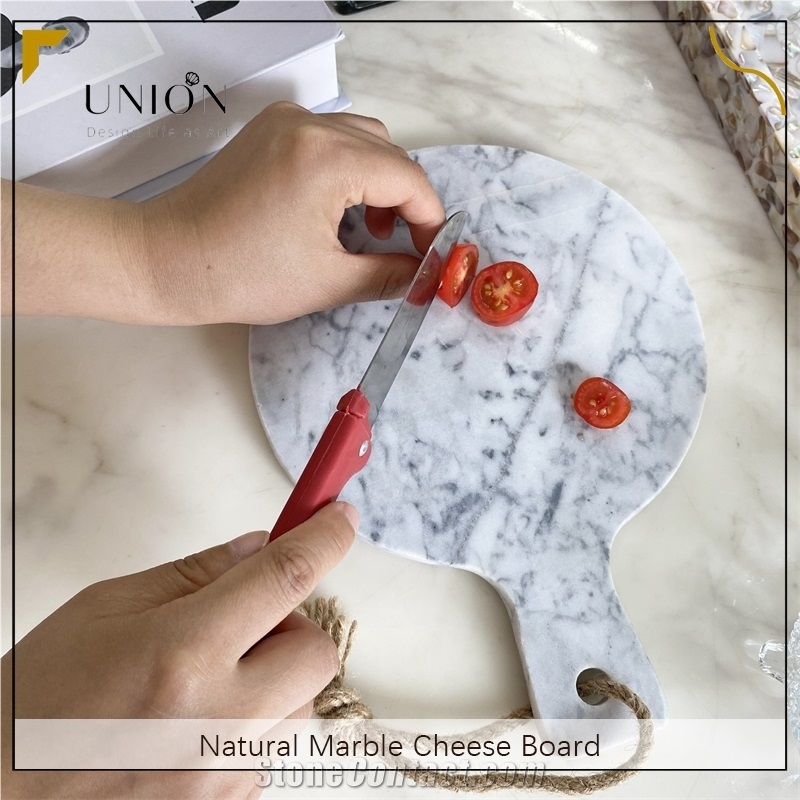 UNION DECO White Marble Round Cheese Board Cutting Board