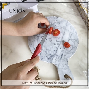 UNION DECO White Marble Round Cheese Board Cutting Board