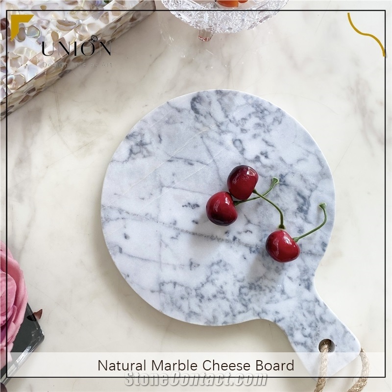 UNION DECO White Marble Round Cheese Board Cutting Board