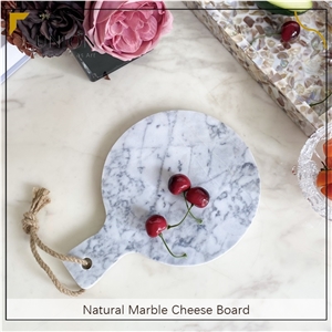 UNION DECO White Marble Round Cheese Board Cutting Board