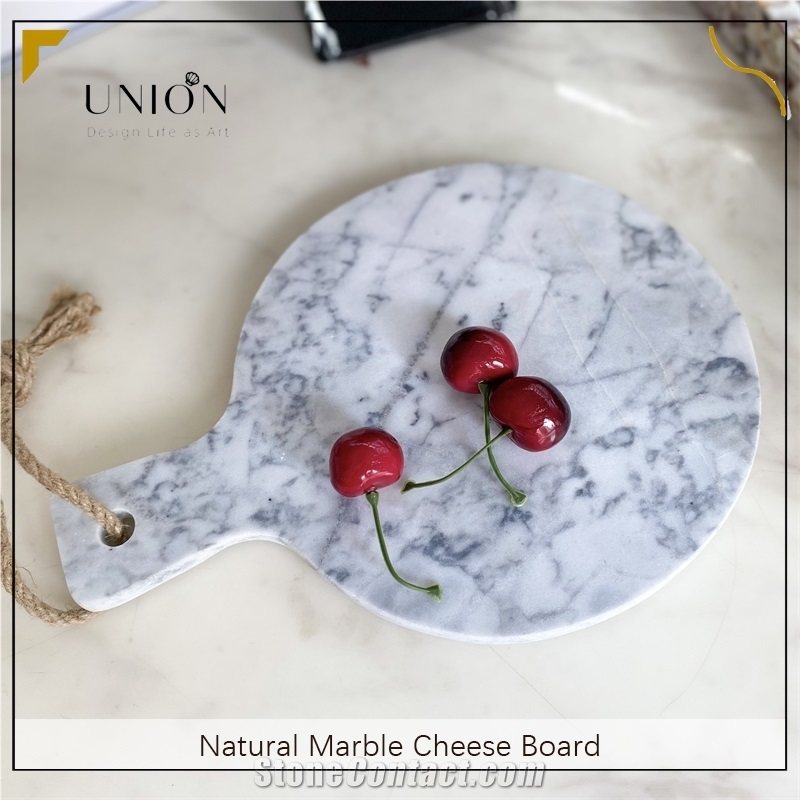 UNION DECO White Marble Round Cheese Board Cutting Board