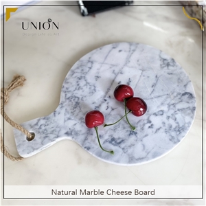 UNION DECO White Marble Round Cheese Board Cutting Board