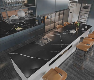 NEW BULGARIA BLACK, Artificial Stone Kitchen Design, Sintered Stone