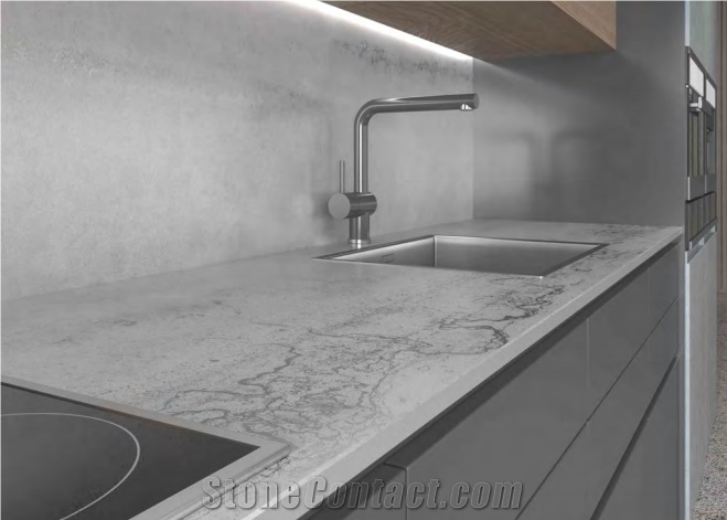 TITANIUM SLIVERY GREY Sintered Stone Artificial Stone Kitchen Top