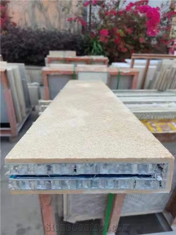 Beige Limestone Lightweight Thin Stone Panels For Facade