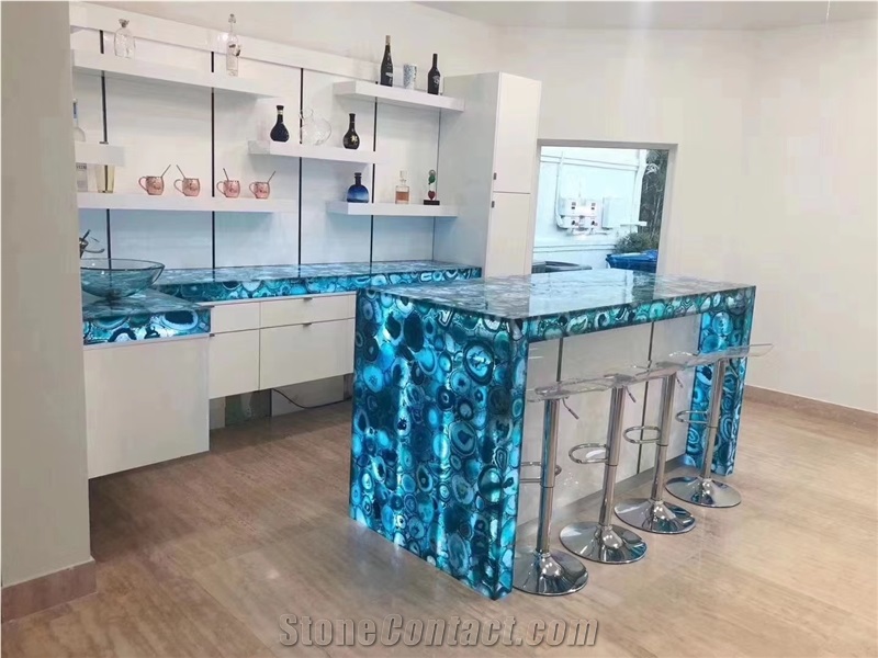 Blue Agate Semiprecious Stone Slabs