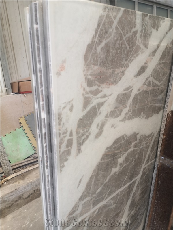 Translucent Italy Casual Gray Marble Backlit Glass Panels